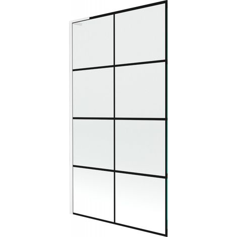 Mexen Next L Badewannenabtrennung 1-flügelig 100 x 150 cm, schwarzes Muster, weiß - 895-100-000-03-77-20 (1/5)