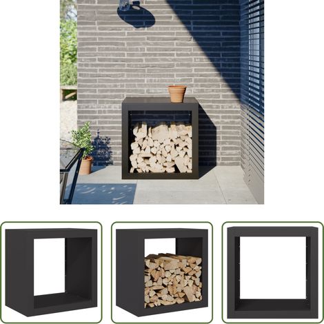 Brennholzständer - Brennholzregal Schwarz 60x40x60 cm Stahl (1/5)