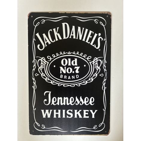 Plaque murale en métal Jack Daniels 20 x 30 cm - Décoration murale - Panneaux en métal - Panneaux texte - Panneau publicitaire - Style vintage - Idéal pour pub, bar, café, hôtellerie, rétro, cadeau pa