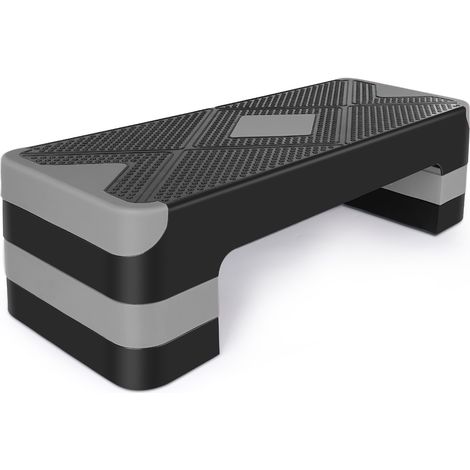 Step aerobico regolabile in altezza in ABS nero e grigio, 3 livelli - CHICFURN (1/5)