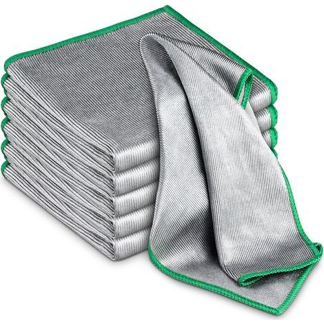 Glass polishing cloth, streak-free cleaning cloth, lint-free microfiber wiping cloth, pack of 6 (1/5)