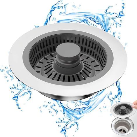 3 en 1 Pop-Up Bouchon Evier Cuisine Universel Filtre Evier Cuisine Sink Plug Anti Blocage Grille Evier Cuisine PréVention des Odeurs Panier pour Un Trou D'Évier 71-85mm, Profondeur 22mm (1/4)