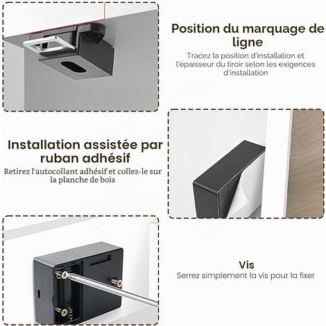 Serrure intelligente pour armoire : serrure invisible NFC cachée pour tiroirs, armoires, armoires de rangement (1/4)