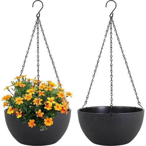 Lot de 2 grands pots suspendus pour plantes d'intérieur et d'extérieur (1/5)