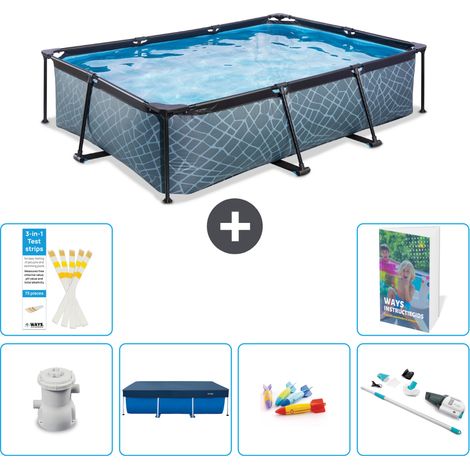 Exit Pool Rechteckig - Steinoptik - 300x200x65 cm - 7-teilig S269
