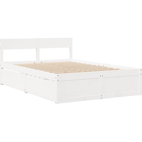 Bed Frame without Mattress White 120x190 cm Small Double Solid Wood Pine vidaXL