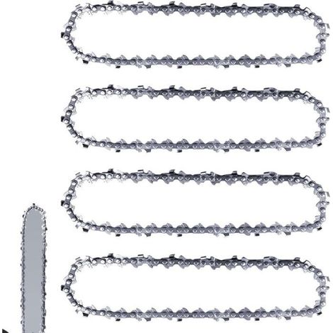 Lot de 4 chaînes de tronçonneuse de 25 cm 3/8" LP 40 maillons d'entraînement 1,3 mm Chaînes anti-retour compatibles avec Einhell G (1/4)