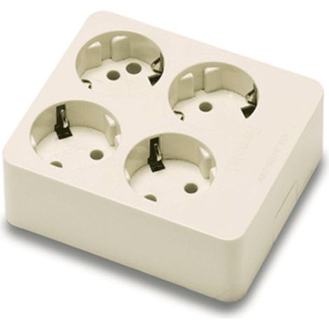 Base de 4 tomas TT lateral superficie 250V  Beige