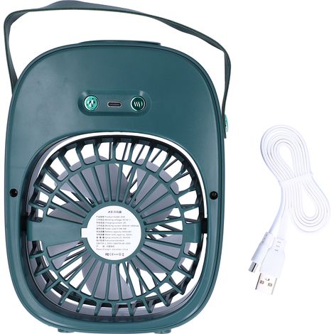 Ventilateur électrique portable réglable avec brumisateur et humidificateur pour la maison, l'extérieur et les dortoirs (vert) (1/5)