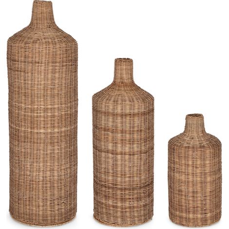 Set 3 Bottiglie decorative naturale in rattan naturale -Ø19 x h 40cm Ø22 x h 60cm Ø25 x h 80cm / Rattan (1/2)