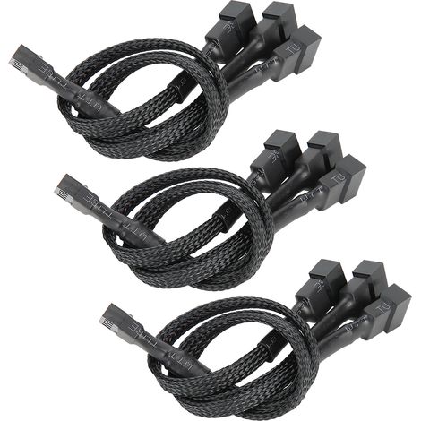 Lot de 3 câbles adaptateurs secteur répartiteurs pour ventilateurs de refroidissement à 3 ports (4 broches vers 4 fils). (1/5)