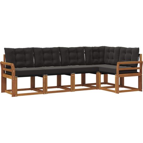 vidaXL Outdoor Sofa Set 5 pcs Natural and Black (1/5)