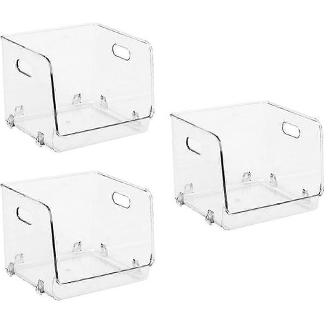 Organisateur en plastique transparent avec compartiments ouverts, bacs de rangement empilables pour coiffeuse, petits organisateurs de garde-manger polyvalents (1/4)