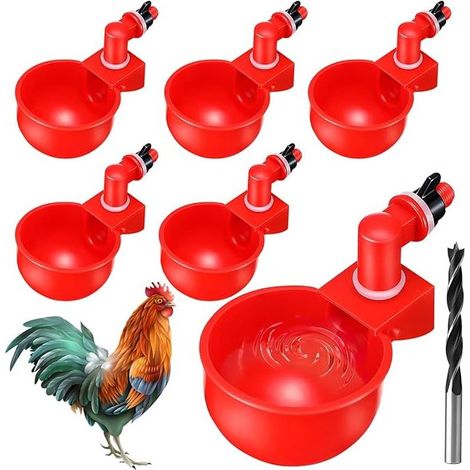Sollbry Hühnertränkebecher, Hühnertränke, automatische Hühnertränke, automatisches Hühnertränke-Set, Hühnertränke, 6-teiliges DIY-Set für automatische Geflügeltränke (1/5)