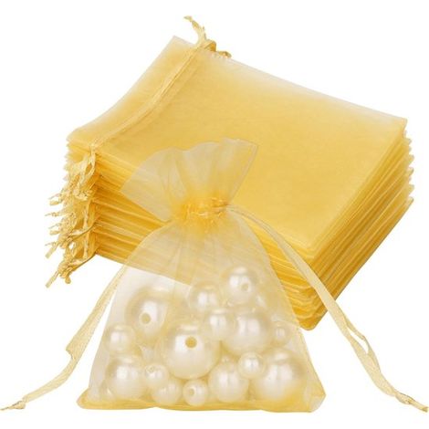 Bolsas de organza, 100 unidades, Bolsas de malla, Bolsas para joyas, 9 x 7 cm, Bolsas perfumadas, Bolsas para dulces, Para joyas, dulces, Rosa (1/5)