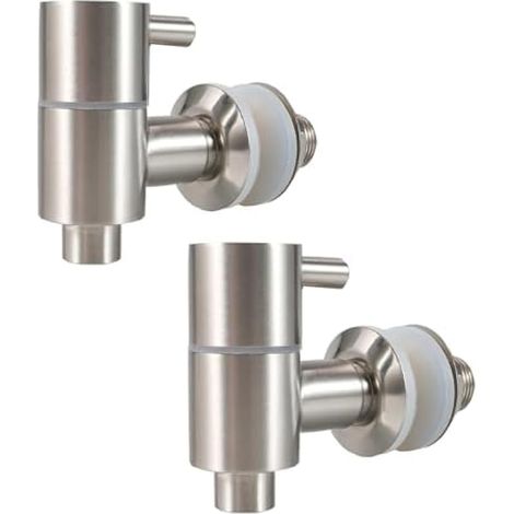 Lot de 2 robinets de rechange en acier inoxydable pour boissons froides et chaudes, pour fût de bière, verre, fontaine à eau (16 mm) (1/5)