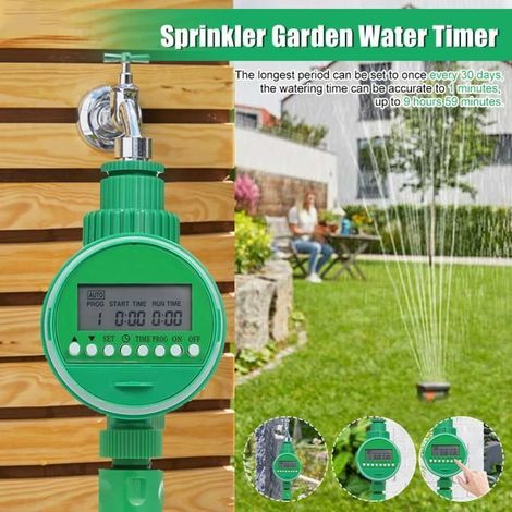 1 programmateur d'arrosage automatique, écran LCD, robinet support 1/2" ou 3/4", pour jardin extérieur et potager (1/4)