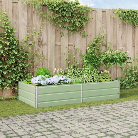 vidaXL Fioriera Verde Pastello 195 x 100 x 45 cm Acciaio zincato (1/5)