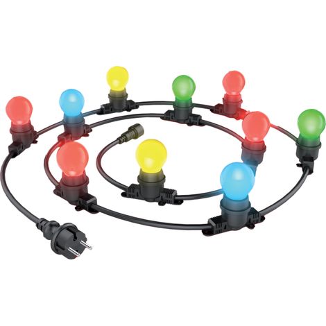 Xanlite – Guirlande lumineuse d'extérieur extensible 5m avec 10 ampoules RVB E27 – IP44 pour extérieur – 12W – GRL5230VBP45RVBJR (1/5)