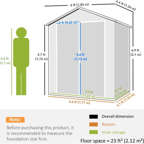 Abri de jardin en plastique gris 1,8 x 1,35 m (6 x 4,5 pi) avec double porte verrouillable et aération pour ranger votre équipement extérieur. (1/5)