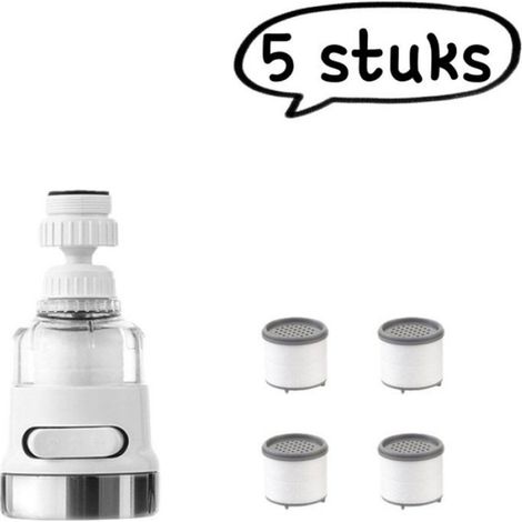 Ensemble de 5 pièces : filtre pour robinet, pommeau de douche, filtre anti-éclaboussures, filtre pour robinet + 4 cartouches (1/5)