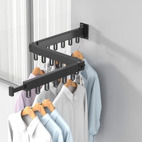 360° Rotary Extendable Clothes Airer for Balcony, Laundry, Bathroom, Bedroom (Black, Three Ply) (1/5)