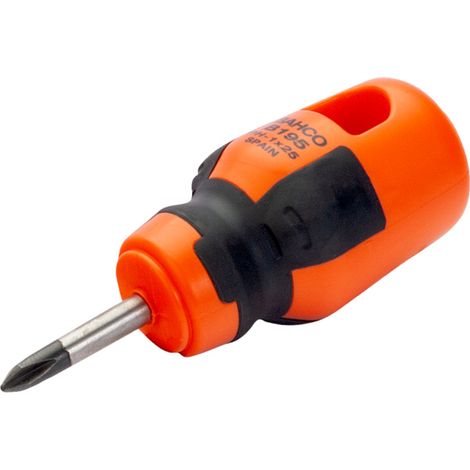 BahcoFIT Phillips Schraubendreher mit kurzem Gummigriff, PH1 x 25 mm, Einzelhandelsverpackung
