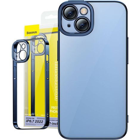 Baseus Glitzernde Klarsichthülle und Schutzglas-Set für iPhone 14 Plus (Blau) (1/5)