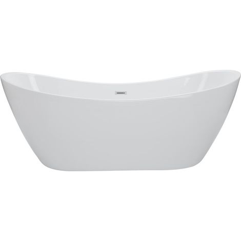Milano Overton White Bathroom Freestanding Double Ended Oval Bath - 1830mm x 710mm