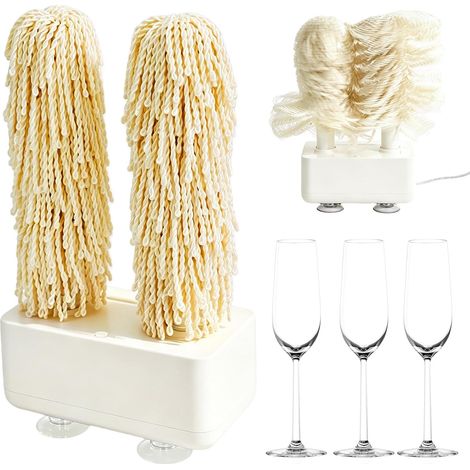 Polisseuse Électrique pour Verres Domestiques, Machine à Polir Laver de Verres à Vin Rotatif avec Double Tête de Brosse, Séchage Instantané à 600 Tr/min pour Bars Restaurants et Cuisines (1/5)