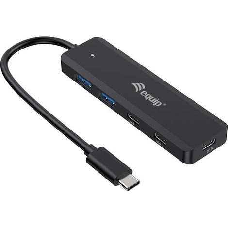 HUB USB-C EQUIP LIFE 128964 4 PUERTOS 2xUSB-A 3.0 2xUSB-C 3.2 COMPATIBLE CON THUNDERBOLT 3/4 1xUSB-C 5V/2A (1/4)