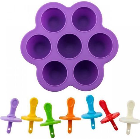 Moule à Glace - - Violet - Silicone 100% Pur - Réutilisable - 7 Trous (1/5)