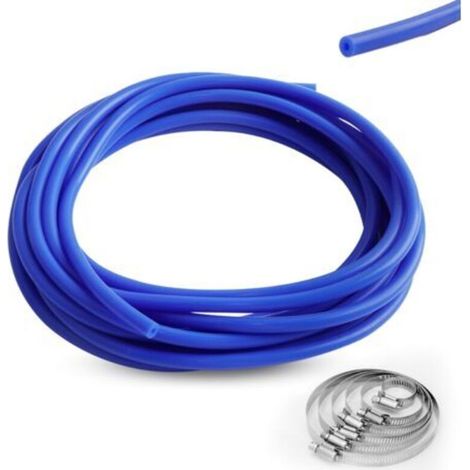 6 Mètres Tuyau Silicone, Tuyau sous vide en silicone pour voiture ID 4 mm, OD 8 mm, Durite Depression Turbo pour Voiture Haute Température Avec 6 pinces - Bleu (1/5)