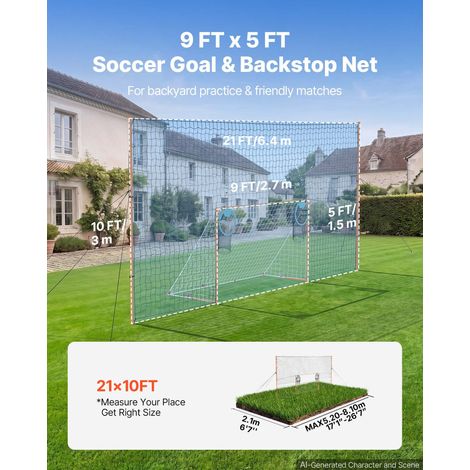 But de Football 2,72x1,51 m Cage de Foot en Fer avec Filet en PE, pour Cour Stade Jardin Extérieur, Avec Filet Pare-ballons et Cibl… (1/5)