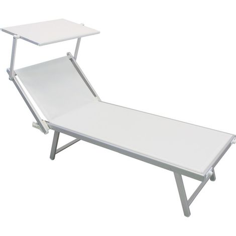 LETTINO ALLUMINIO BARI TEXTILENE 2X1 BIANCO 181X61X38H 3 POSIZIONI CON CUSCINO (1/5)