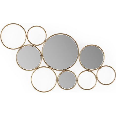 Miroir mural design en métal doré LIMO - L 100 x H 57cm (1/3)