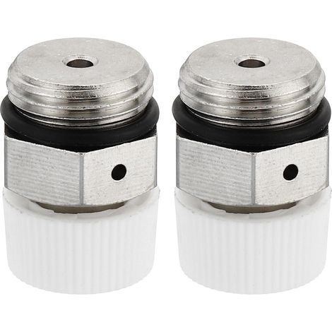 Válvula de purga manual para radiador con rosca externa, paquete de 2, 3/8", sin llave, para radiadores, color plata. (1/5)
