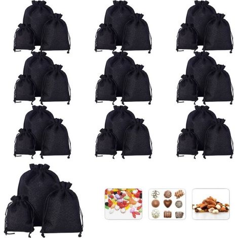 Set di 30 sacchetti in lino con coulisse, disponibili in 3 misure (10 sacchetti per misura). Sacchetti regalo/contenitori in lino. Piccoli sacchetti in tessuto. (1/5)