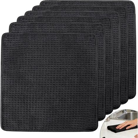 Juego de 6 paños de limpieza compactos con tejido de gofre, absorbentes y de secado rápido. (1/5)