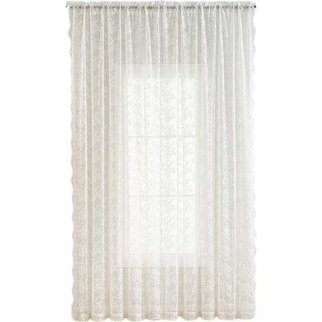 Rideaux en dentelle blanche 180x145 cm – Romantiques et élégants – Voilage, filtrant la lumière et préservant l'intimité – Pour salon, chambre et intérieurs modernes (1/5)