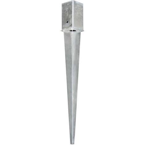 Piquets au sol 2 pcs Argenté 8x8x76 cm Acier galvanisé (1/5)