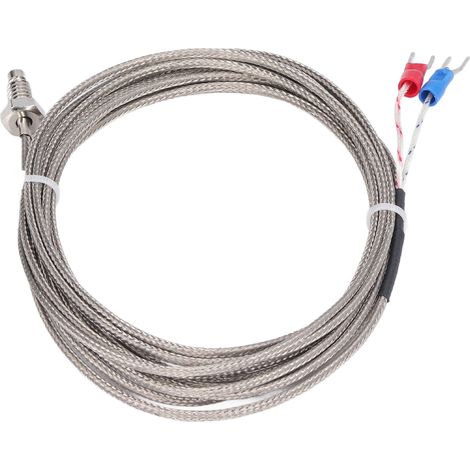 Capteur de température à thermocouple à filetage M6 de 3 mètres avec une plage de température de 0°C à 400°C, adapté aux industries des machines pour le plastique, du textile et de l'alimentation. (1/5)