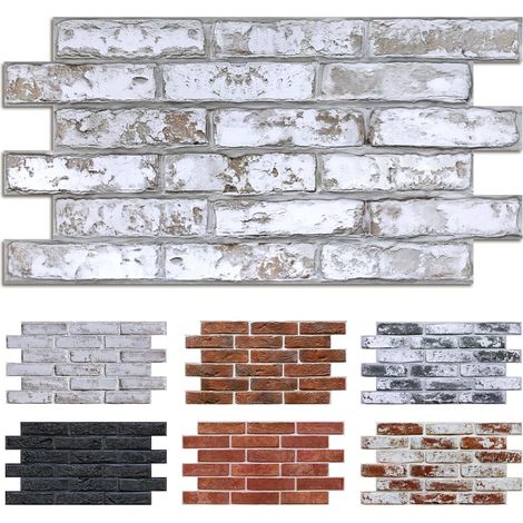 12 Pièces Panneaux muraux 3D Autocollants, 3 MM D'épaisseur, Aspect Brique Pierre, 58 x 30 cm, Revêtement Mural PVC pour Salon, Cuisine, Chambre à Coucher, Intérieur (1/5)
