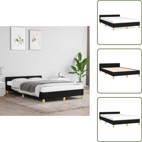 The Living Store Cadre de lit sans matelas noir 120x190 cm tissu - Cadre De Lit - Lit Double - Literie - Meuble Chambre - Tête De Lit