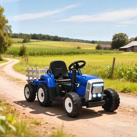 Tracteur électrique avec remorque amovible, pour enfants de 3 à 6 ans avec télécommande MP3 musique affichage lumières