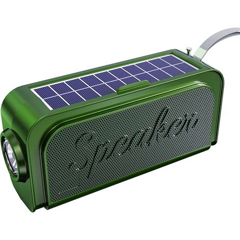 Radio FM portable, récepteur radio à recharge d'urgence alimenté par énergie solaire, enceinte Bluetooth sans fil avec lampe torche, compatible avec les cartes TF et les clés USB. (1/5)