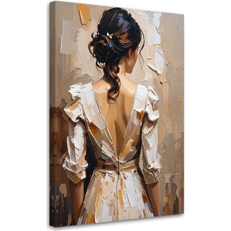 Wandbild für das Schlafzimmer Wohnzimmer Frau in weißem Kleid Farbeffekt 40x60 cm (1/5)