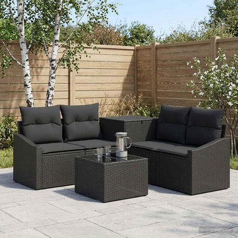 vidaXL Set di divani 6 pz Nero Rattan sintetico e Acciaio (1/5)