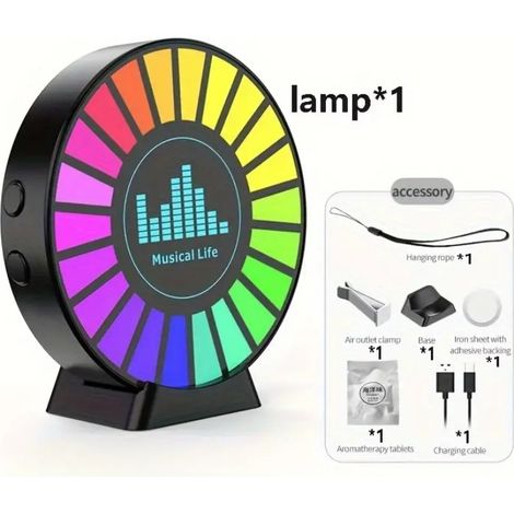 Désodorisant voiture avec LED RGB musicale - Clip grille aération, commande vocale et appli
