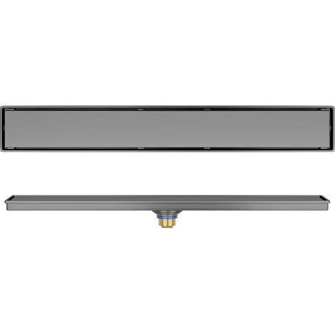 [JAMAIS UTILISÉ]Caniveau de douche 60 cm plat, siphon avec stop-odeur et filtre à cheveux caniveau de douche en verre noir ensemble complet siphon de sol en acier inoxydable pour cabine de douche paro